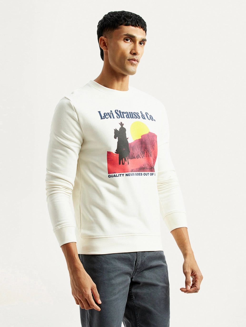 Men's Graphic Print Off White Slim Fit Sweatshirt Philly Sweatshirts