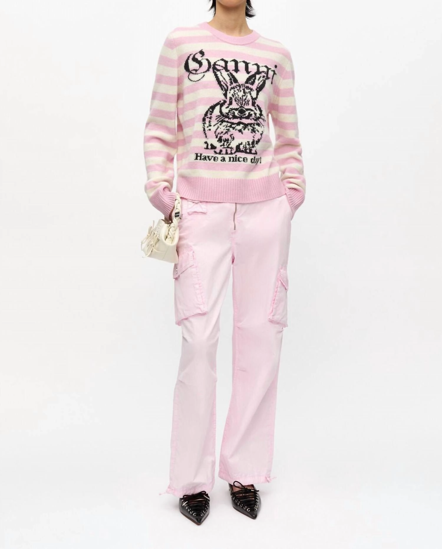Twill Pants With Cargo Pockets In Primrose Pink Prada Cargo Pants