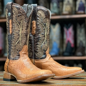 Men's Bosque Genuine Smooth Ostrich Square Toe Boots Brandy Wetland Muck Boots