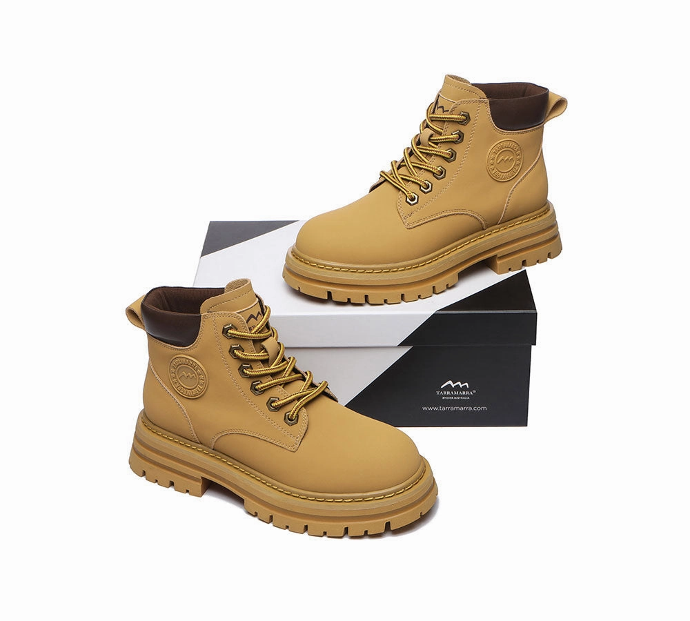 TARRAMARRA UGG Boots Women Leather Sheepskin Wool Lace Up Chunky Aubrey Zara Ankle Boots