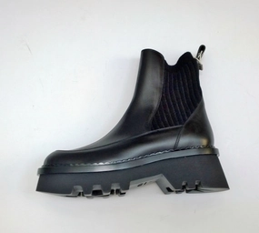 Chlo Owena Black Ankle Platform Boots with Elastic Sides Lace Up Studded Ankle Boots