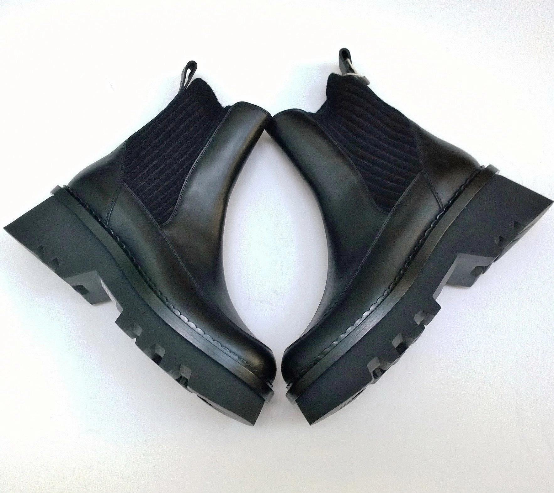 Stretch Knit Ankle Boots Chlo Owena Black Ankle Platform Boots with Elastic Sides