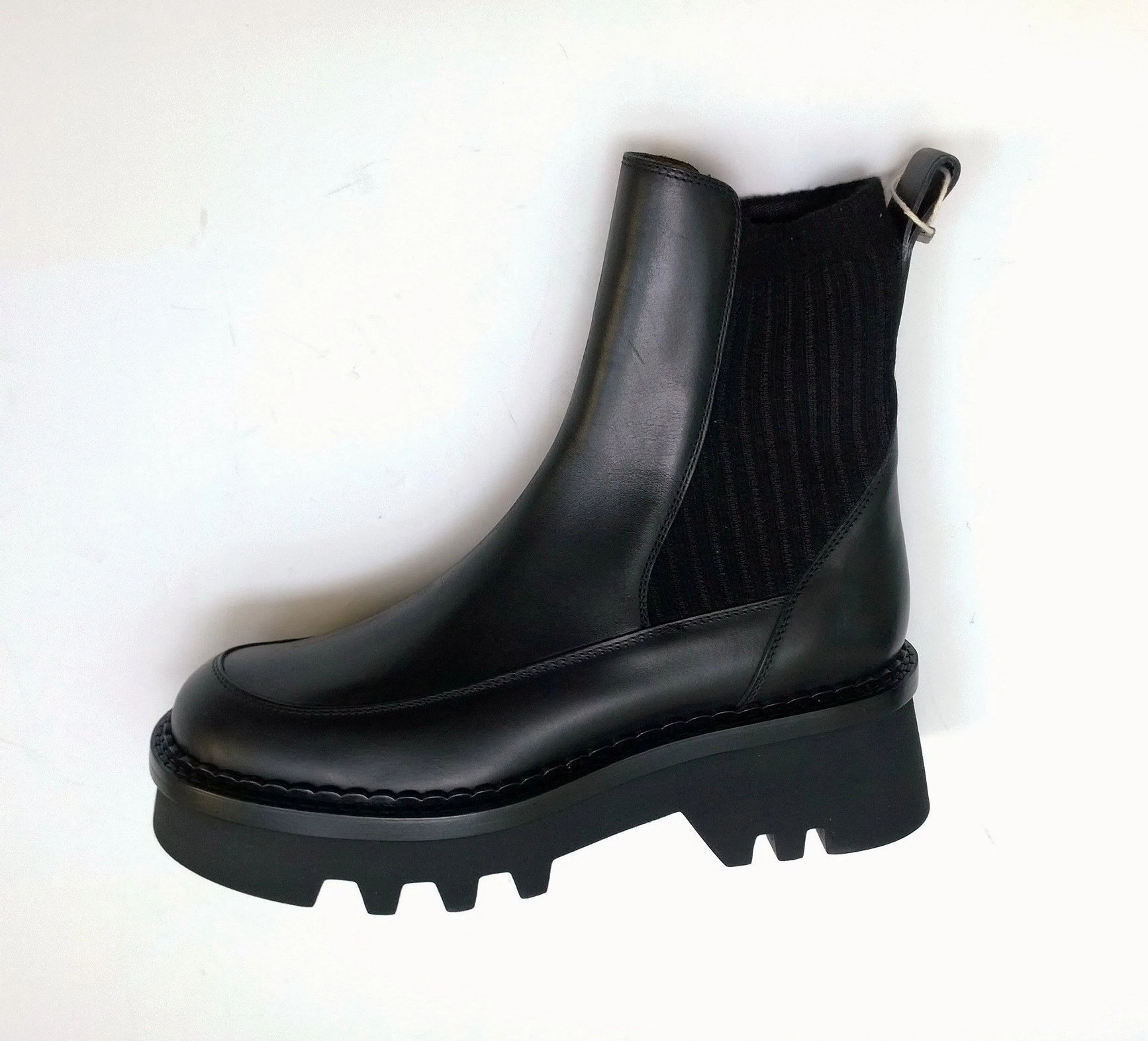 Heeled Stretch Ankle Boots Chlo Owena Black Ankle Platform Boots with Elastic Sides