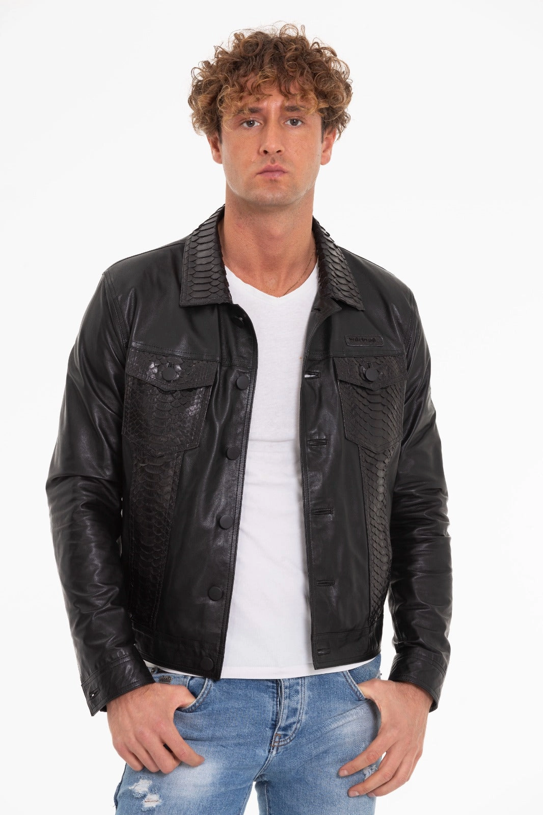 The Cacin Pythn Black Leather Men Jacket Light Summer Jackets