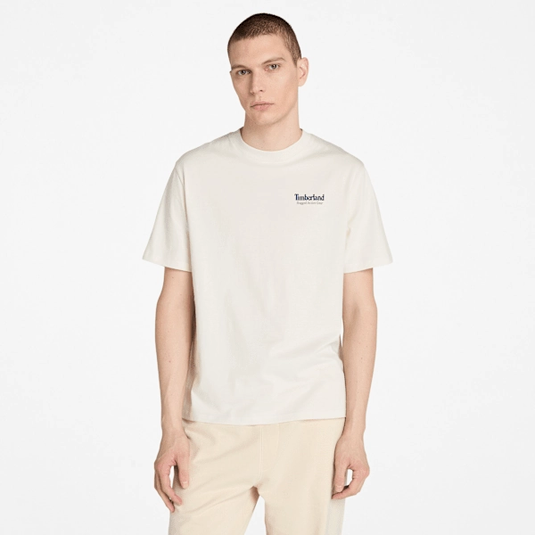 Timberland Rugged Active Gear Back Graphic T-Shirt Vintage White Men'S Cotton Spandex T Shirts