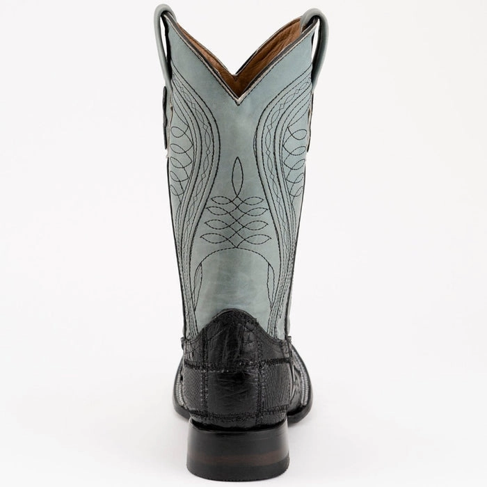 Ferrini Men's Pinto Patch Ostrich Square Toe Boots Handcrafted - Black Puss In Boots Death