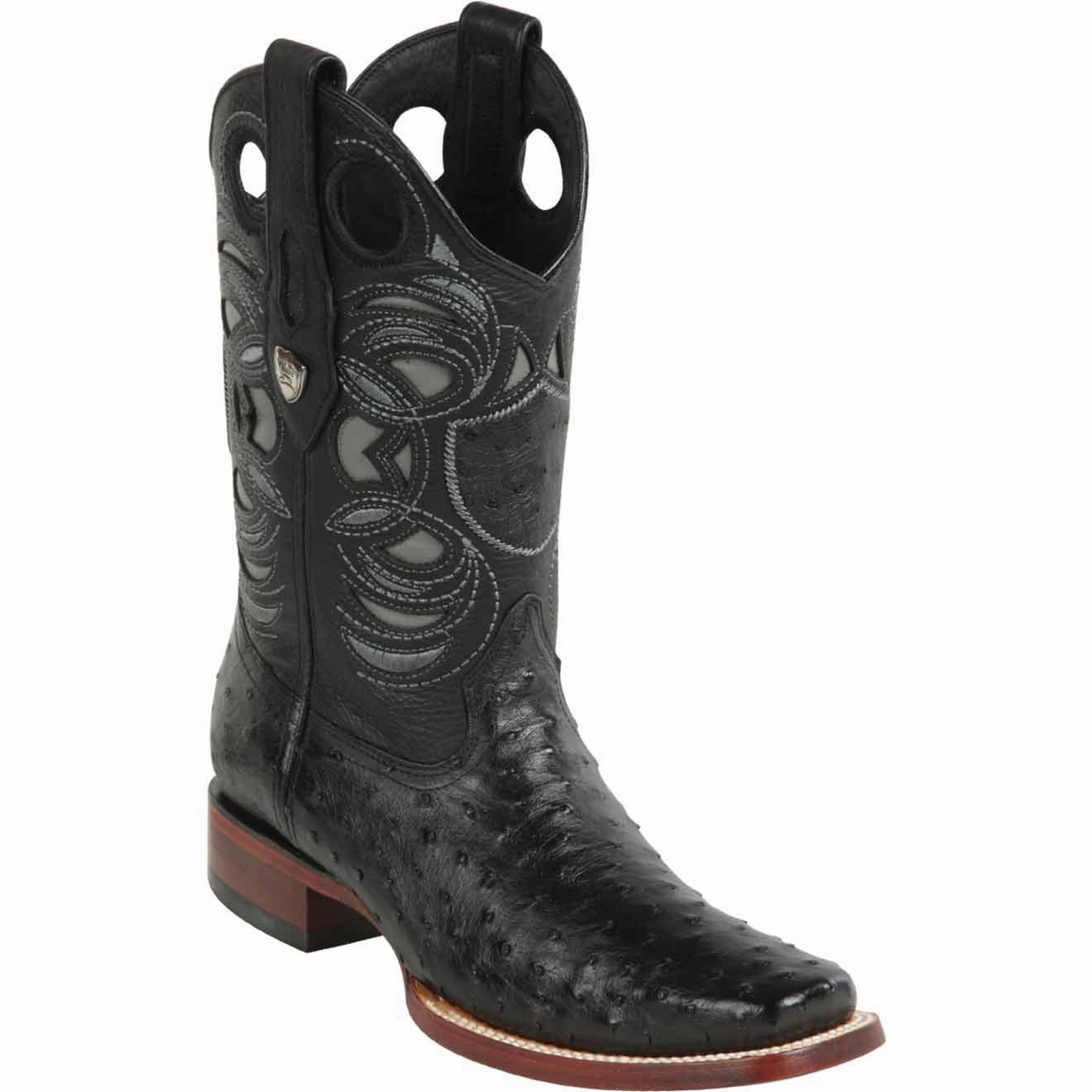 Puss In Boots Death Men's Wild West Ostrich Skin Rodeo Toe Boots 281803