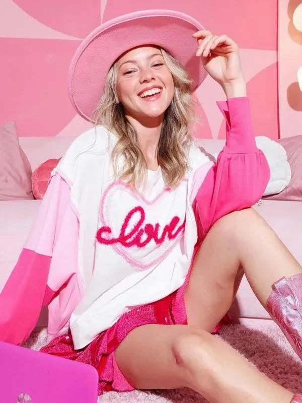 Cheap Soft Sweatshirts Love Embroidered Women Sweatshirt