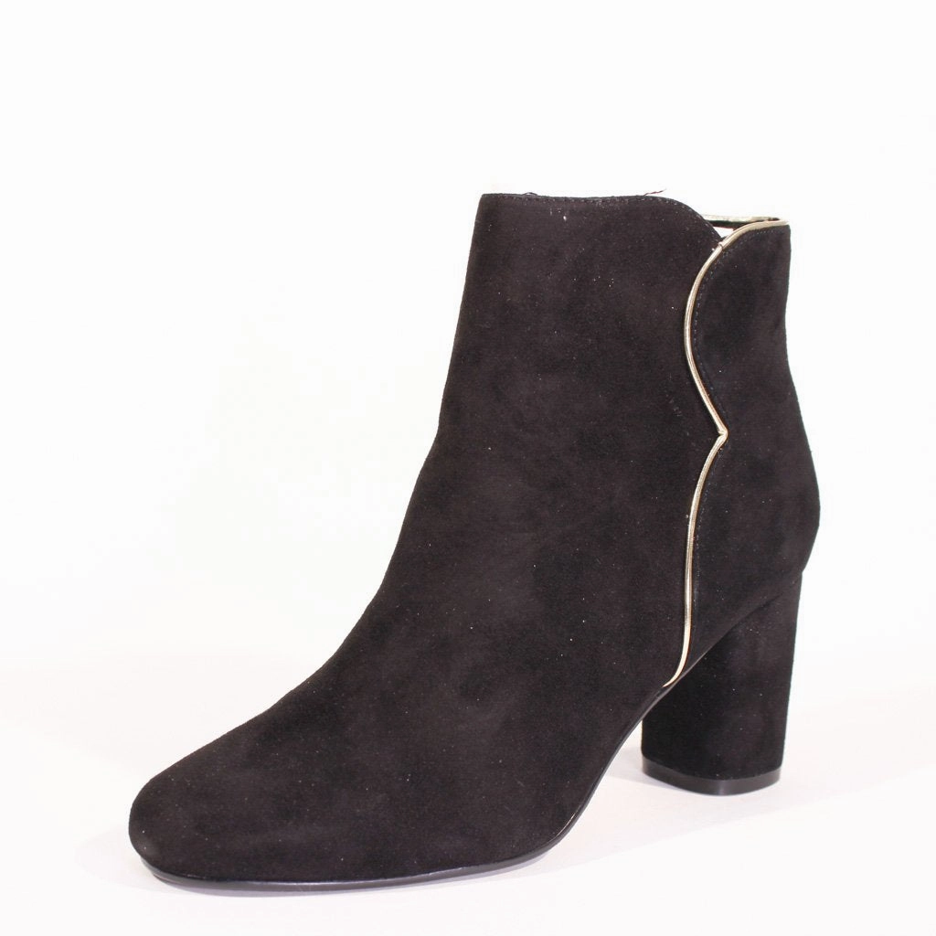 Mallory Leather Chelsea Boots Tatiana Scallop Suede Booties