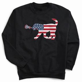 Aa Sweatshirts Girls Lacrosse Crewneck Sweatshirt - Patriotic LuLa the Lax Dog