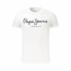 Pepe Jeans White Cotton Men TShirt Rip T Shirts