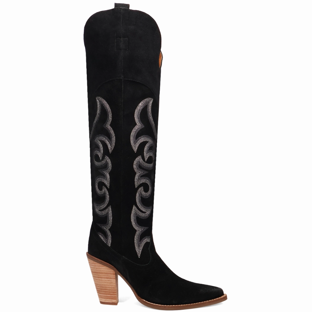 Online Exclusive | Dingo | Primadonna Suede Leather Boot in Black **PREORDER Tanner Boots