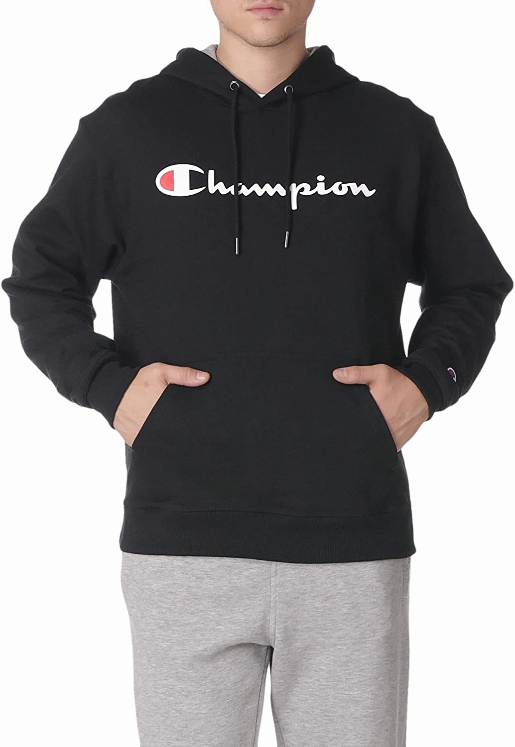 Champion Mens Script Logo Powerblend Fleece Pullover Hoodie Cool Designed Sweatshirts