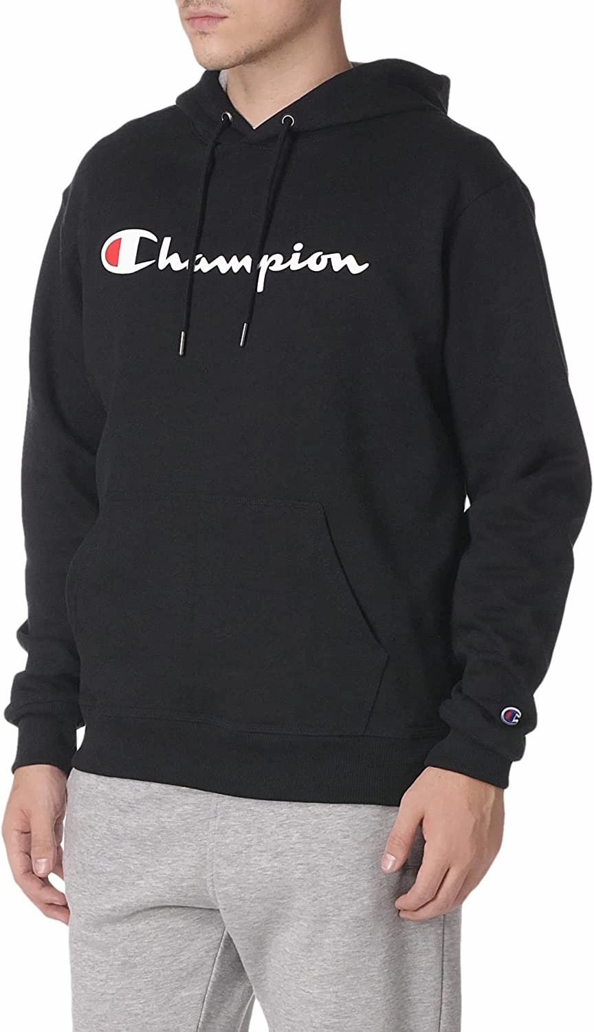Champion Mens Script Logo Powerblend Fleece Pullover Hoodie Native American Sweatshirts