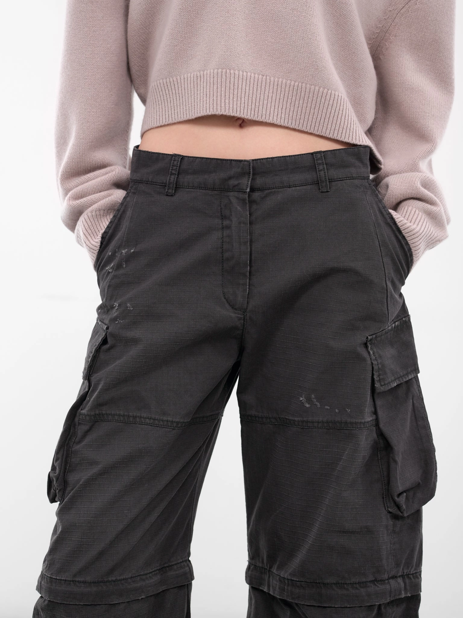 Black Coated Canvas Cargo Pants (FN-WN-TROU001439-BLACK) Army Cargo Pants