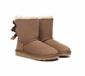 Hathorn Boots Urban UGG UGG Boots Women Double faced Sheepskin Wool Short Back Bow