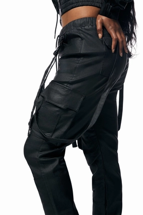 Smoke Rise Women's Coated Slouch Cargo Jogger Cargo Pants New Yorker