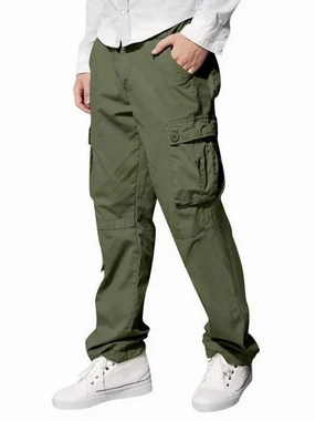 Amelia Oversized Cargo Pants Utilitarian Casual Men Cargo Pants - Mid-Rise Multiple Pockets