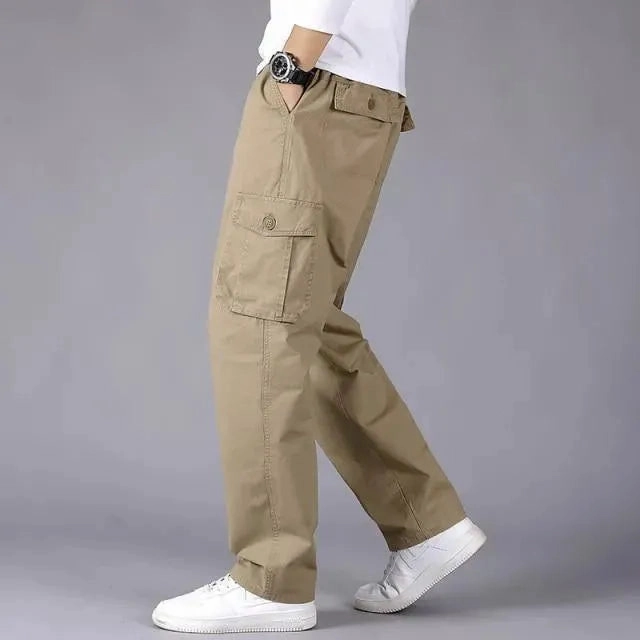 Utilitarian Men Cargo Pants - Mid-Rise Multiple Pockets