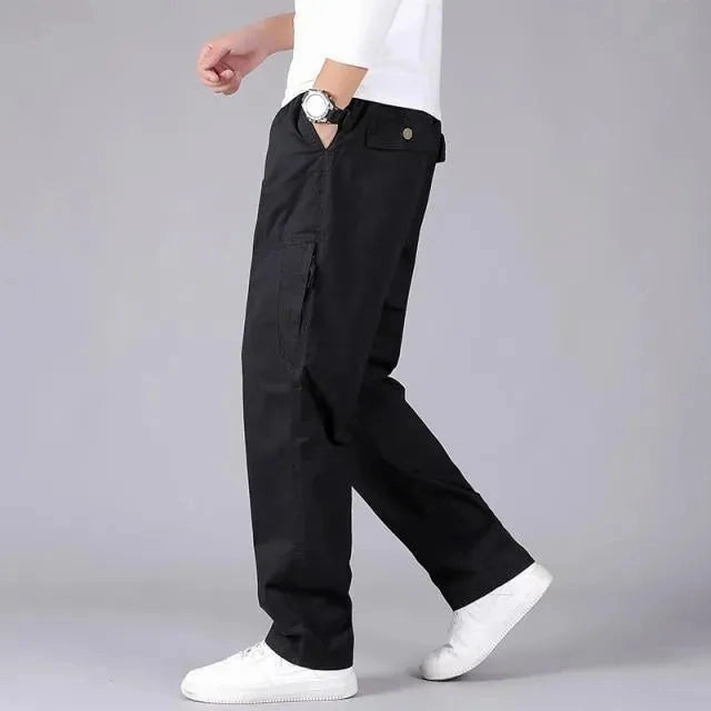 Utilitarian Men Cargo Pants - Mid-Rise Multiple Pockets