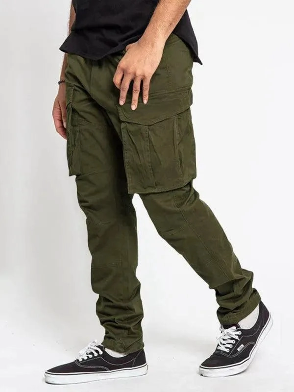 Utilitarian Men's Cargo Pants - Mid-rise Multiple Pockets