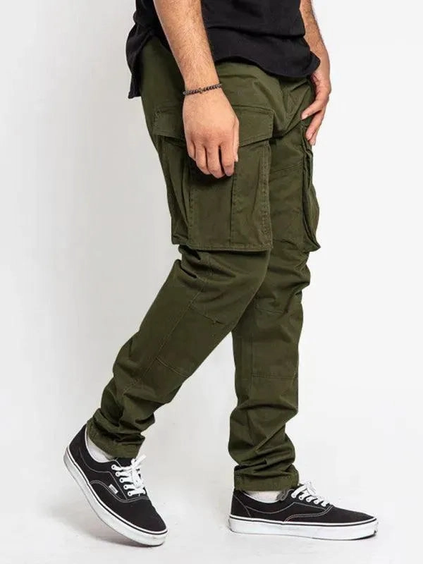 Utilitarian Men's Cargo Pants - Mid-rise Multiple Pockets