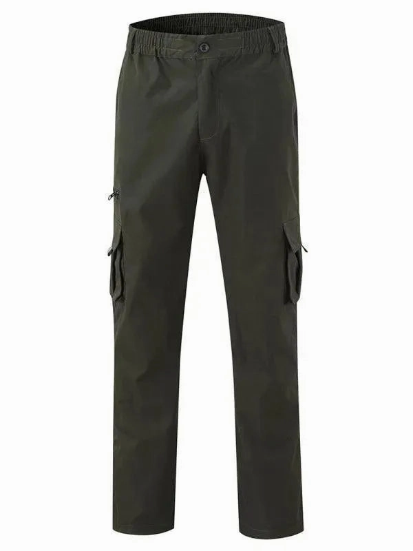 Utility-Casual Men Cargo Pants - Mid-Rise Multi-Pocket Cargo Pants 34 Inseam