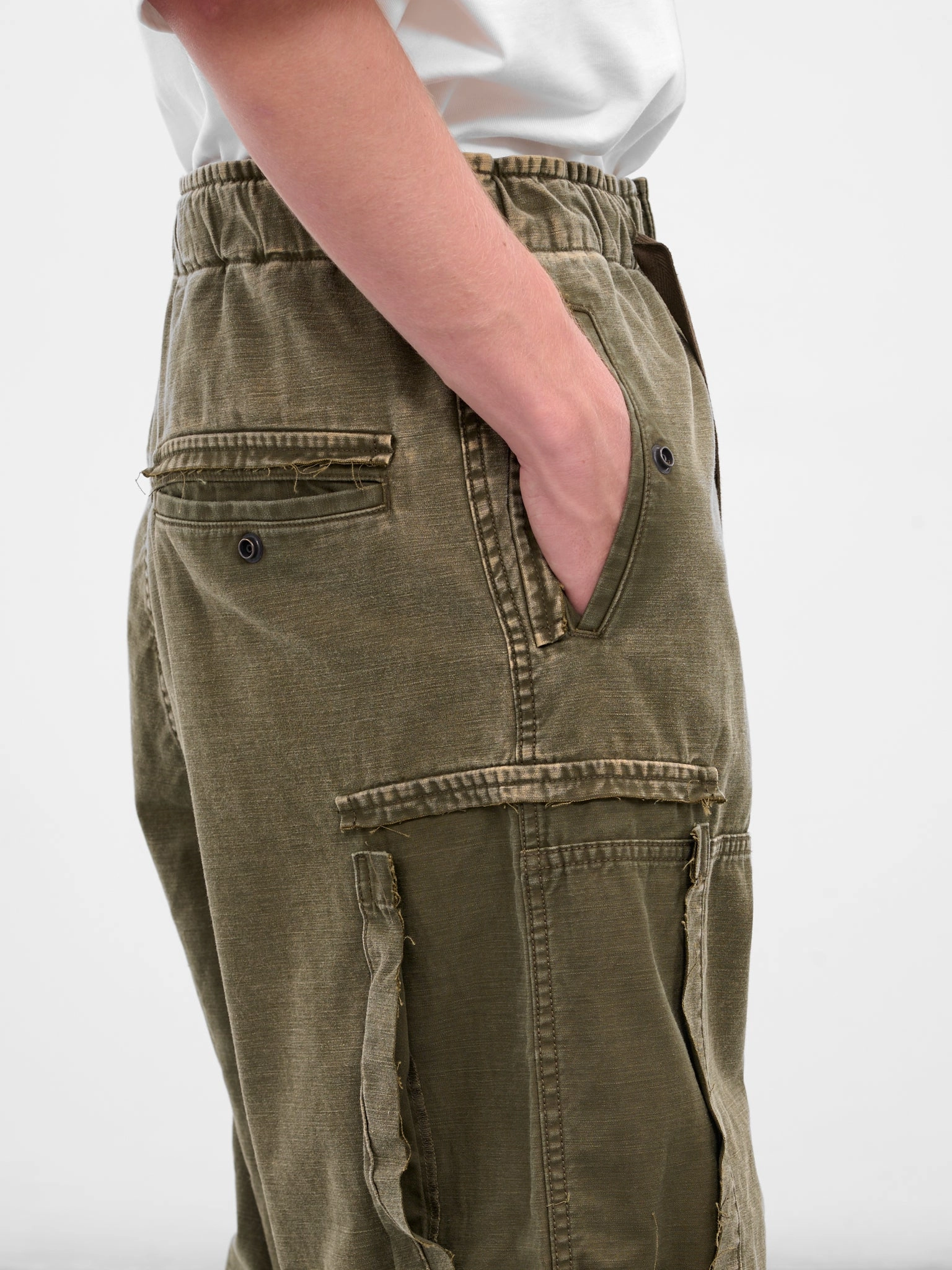 Uniqlo Wide Denim Cargo Pants Green Cotton Deconstructed Cargo Pants (J15PT172-DARK-GREEN)