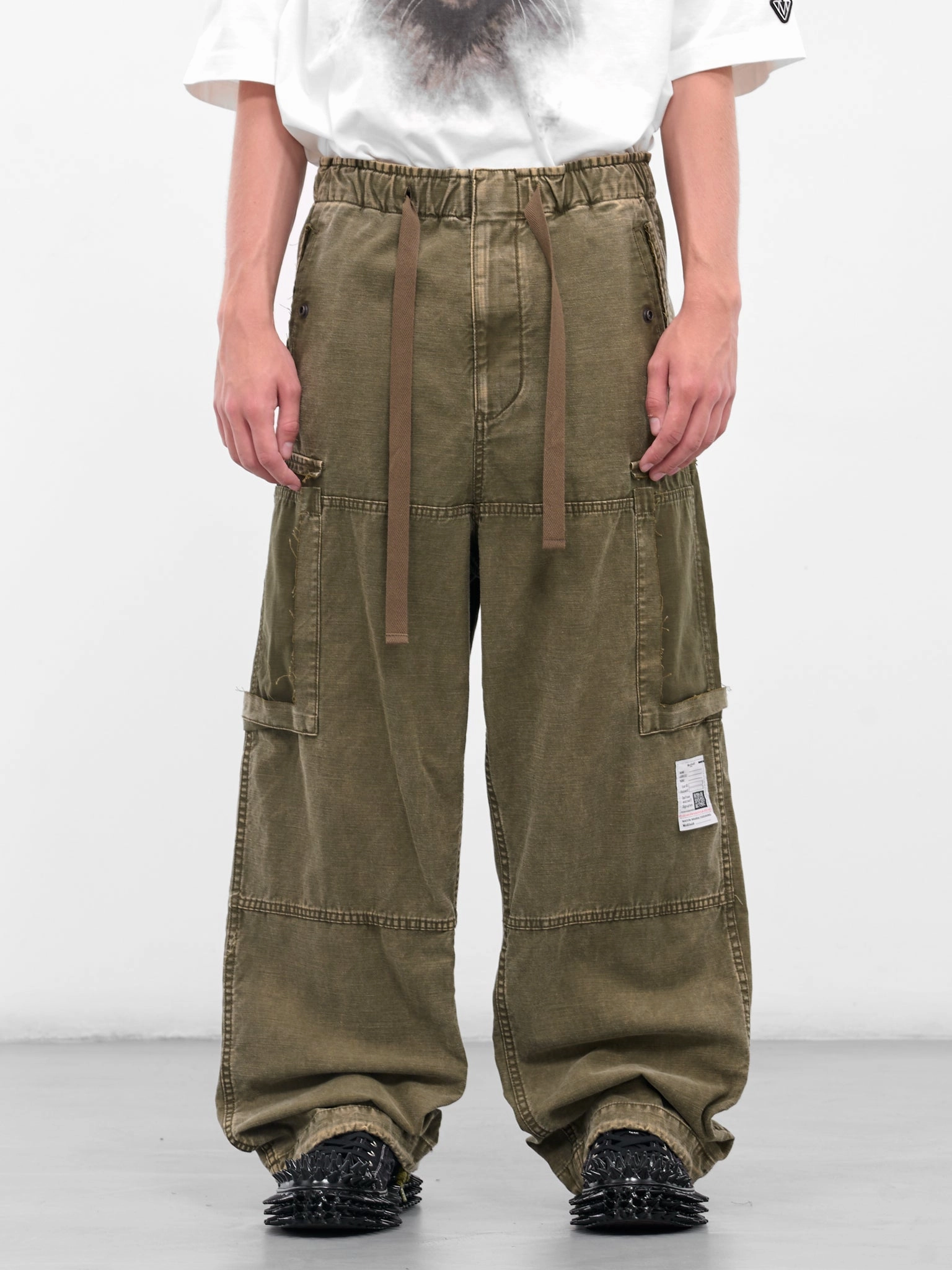 Green Cotton Deconstructed Cargo Pants (J15PT172-DARK-GREEN) Emma Chamberlain Cargo Pants