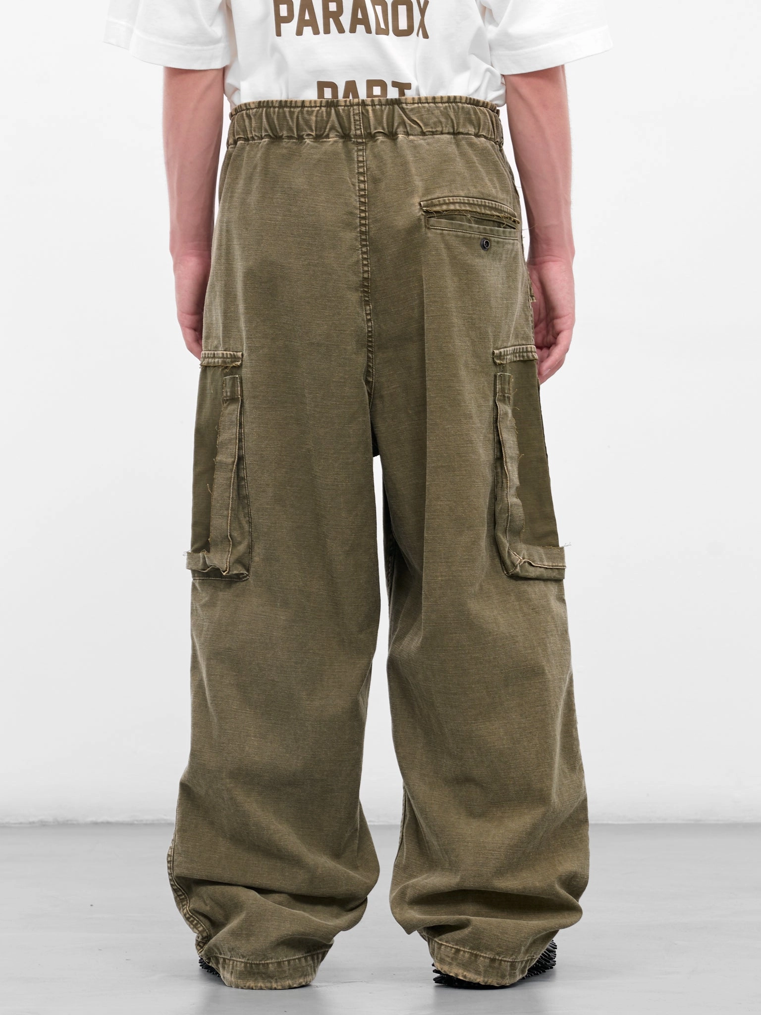 Camo Cargo Pants Baggy Green Cotton Deconstructed Cargo Pants (J15PT172-DARK-GREEN)
