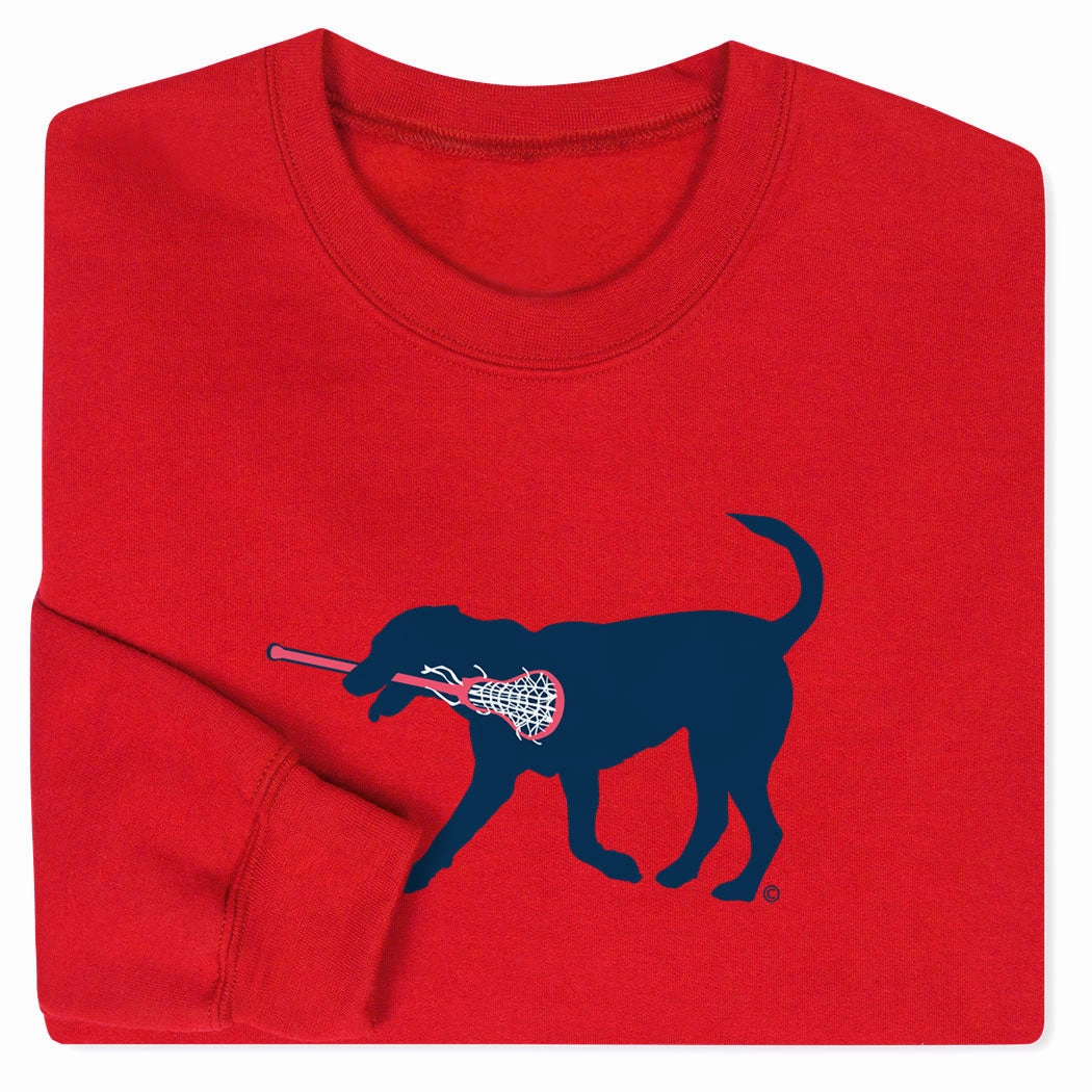 White Sox Sweatshirts Girls Lacrosse Crewneck Sweatshirt - LuLa The LAX Dog (Blue)