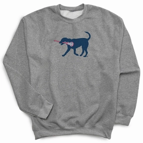 Luxury Sweatshirts Girls Lacrosse Crewneck Sweatshirt - LuLa The LAX Dog (Blue)