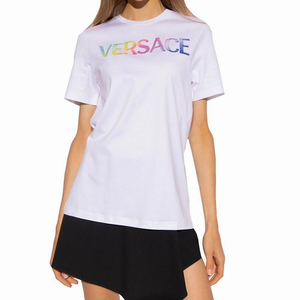 History T Shirts Versace White Cotton T-Shirt