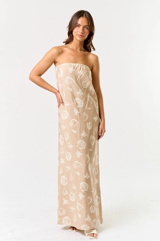 Ruffle Lace Maxi Dress Sandy Shell Tube Maxi Dress
