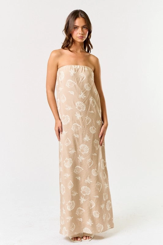 Sandy Shell Tube Maxi Dress Matte Silk Cowl-neck Backless Maxi Dress