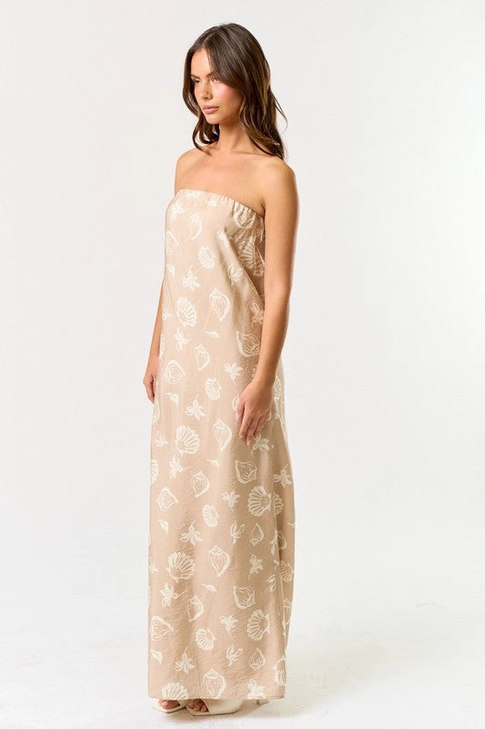 Sandy Shell Tube Maxi Dress Strapless Cut Out Maxi Dress