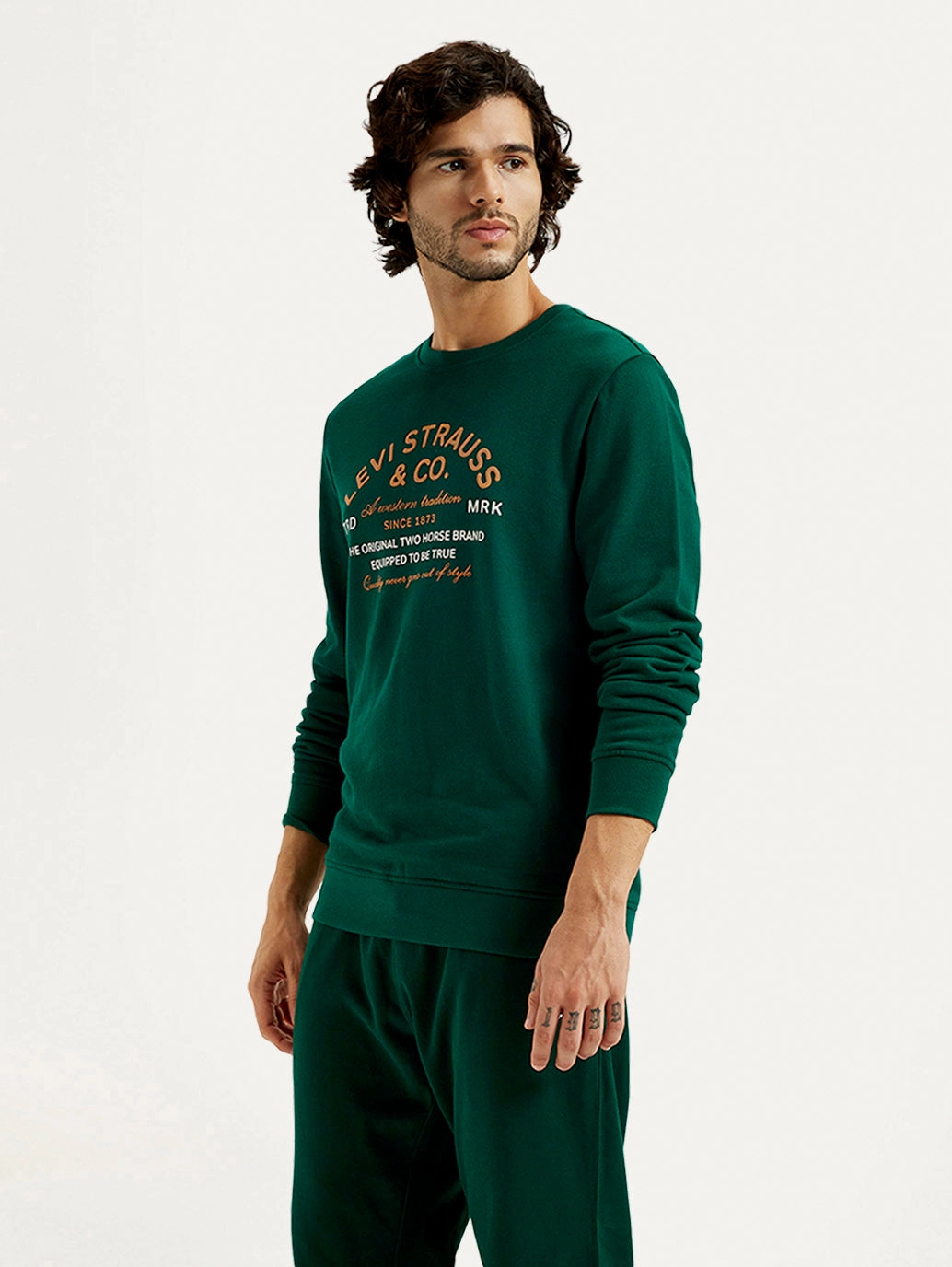 Men's Printed Round Neck Sweatshirt Hand Embroidery On Sweatshirts