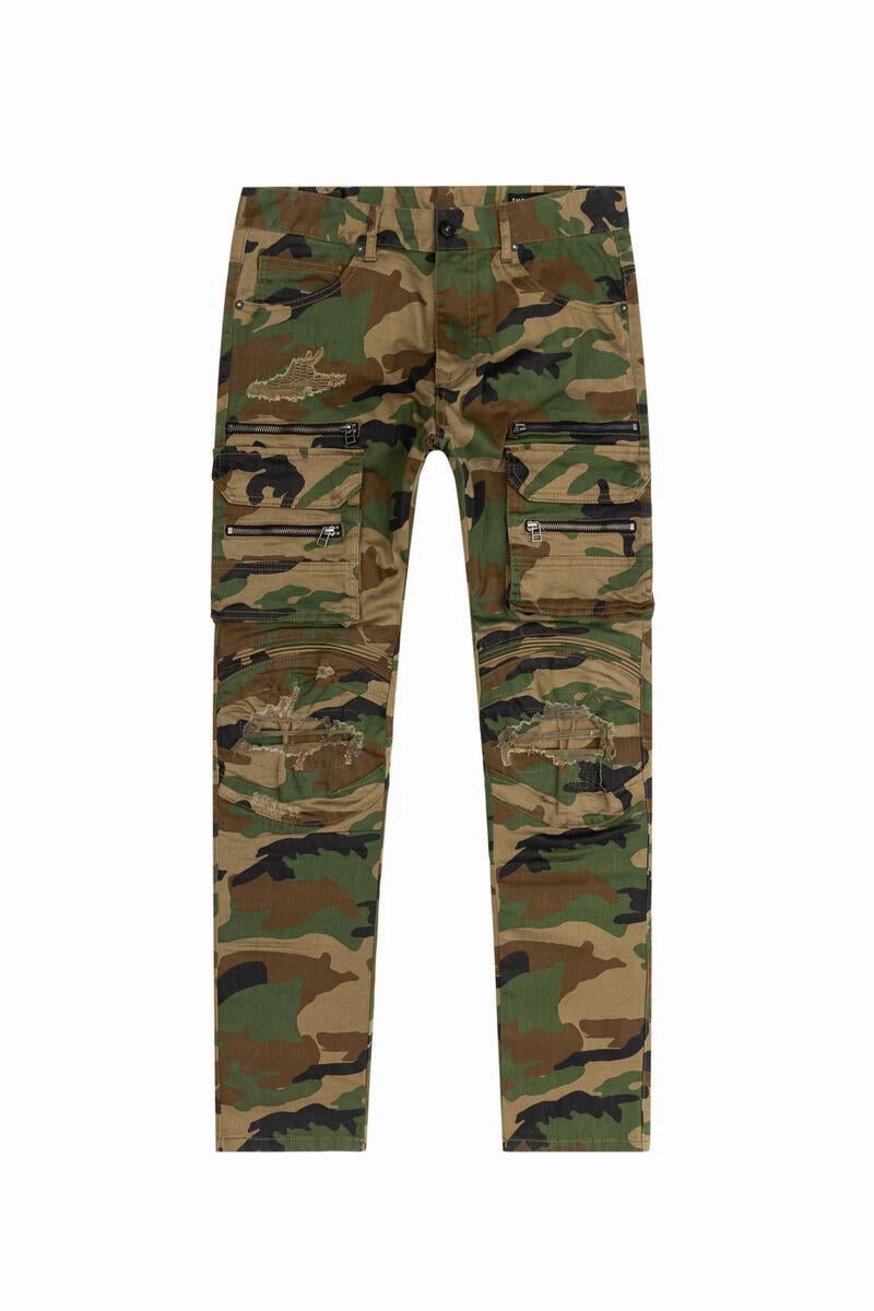 Smoke Rise Fashion RIP & Repair Cargo Moto Jeans Levi's 502 Cargo Pants