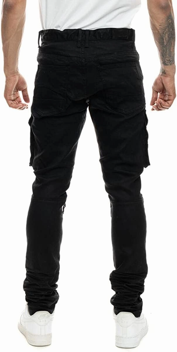 Smoke Rise Fashion RIP & Repair Cargo Moto Jeans High Rise Petite Cargo Pants