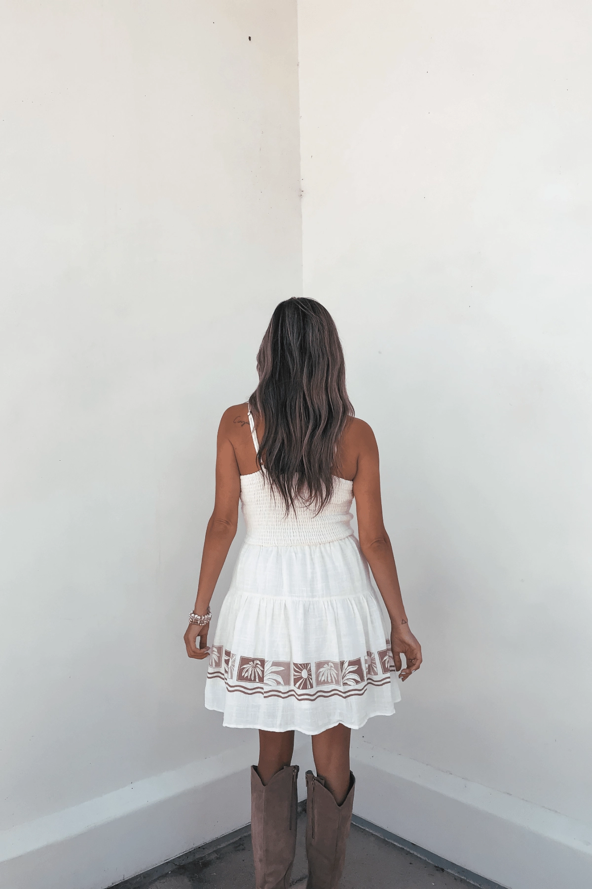 Vintage Havana Cream Border Print Mini Dress - FINAL SALE Couture Mini Dress