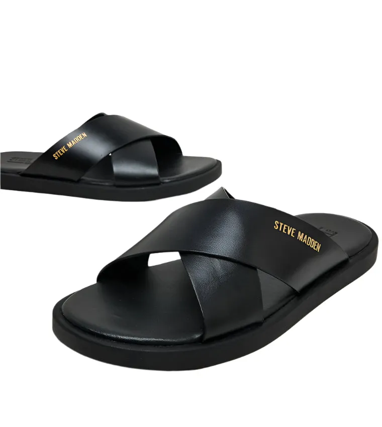 GRANULUAR BLACK LEATHER ARABIC SANDALS Dress Sandals With Arch Support