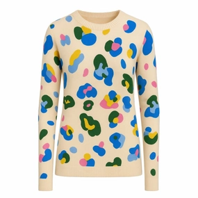 Eco Knitwear Women's apricot-colored leopard print jacquard knitwear