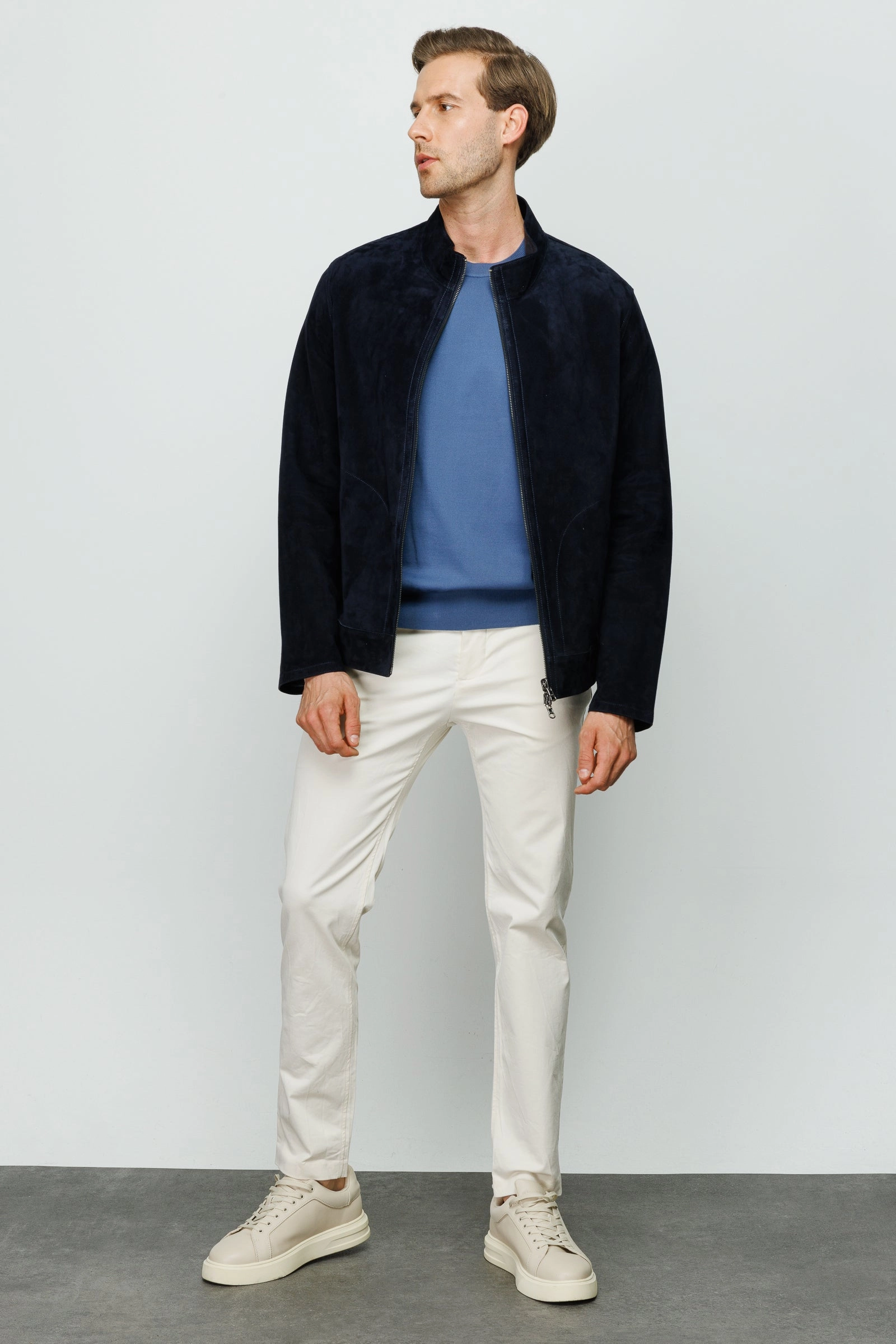 Cold Weather Work Jackets The Alba Navy Leather Men  Jacket