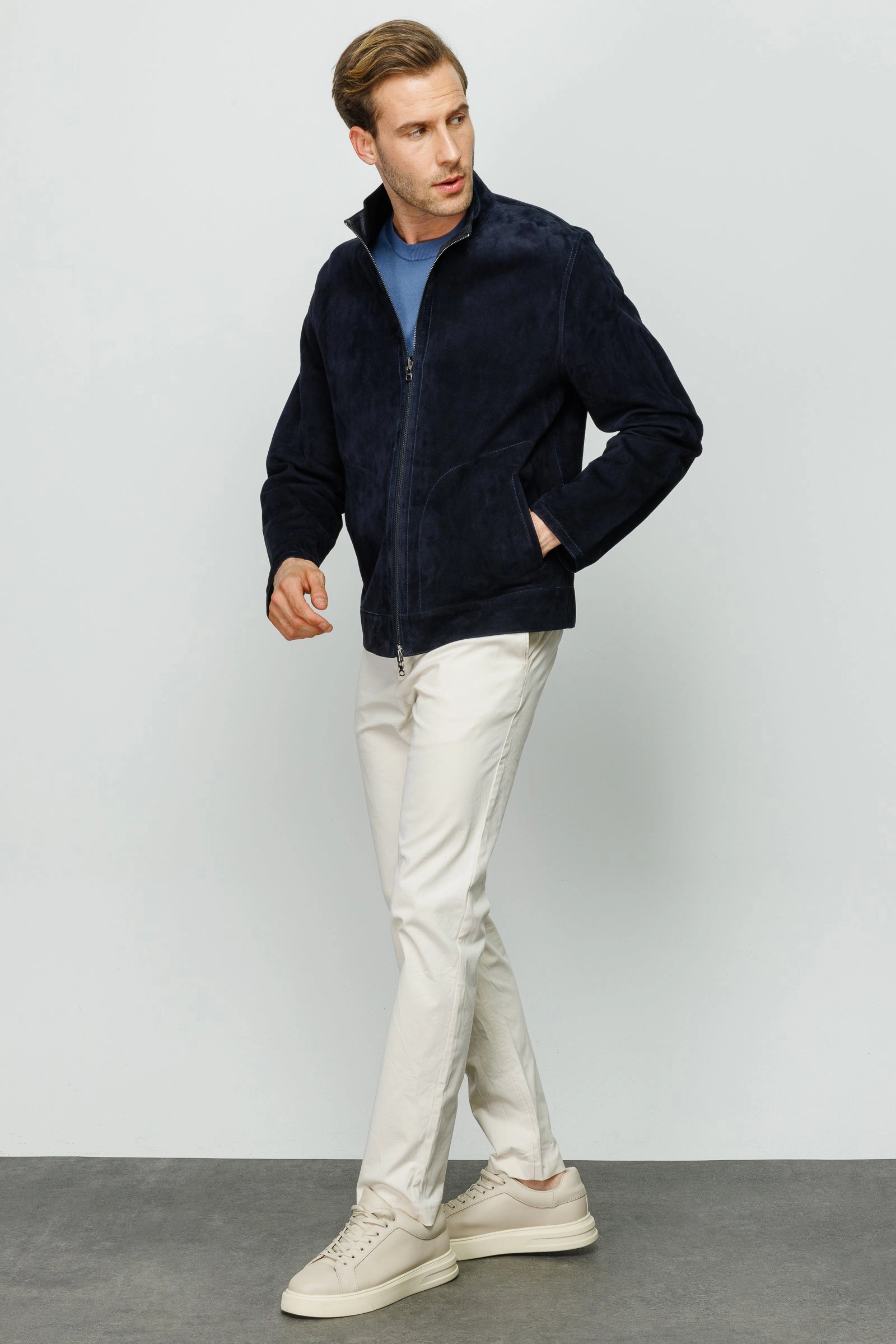 Haband Jackets The Alba Navy Leather Men  Jacket