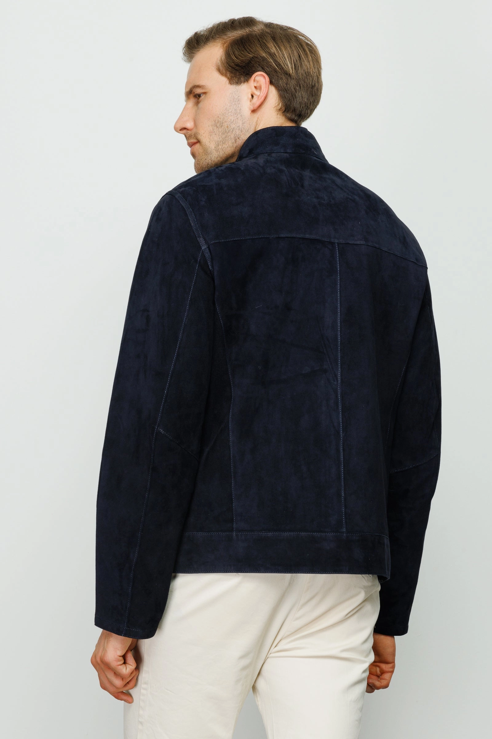 The Alba Navy Leather Men  Jacket Warmer Jackets