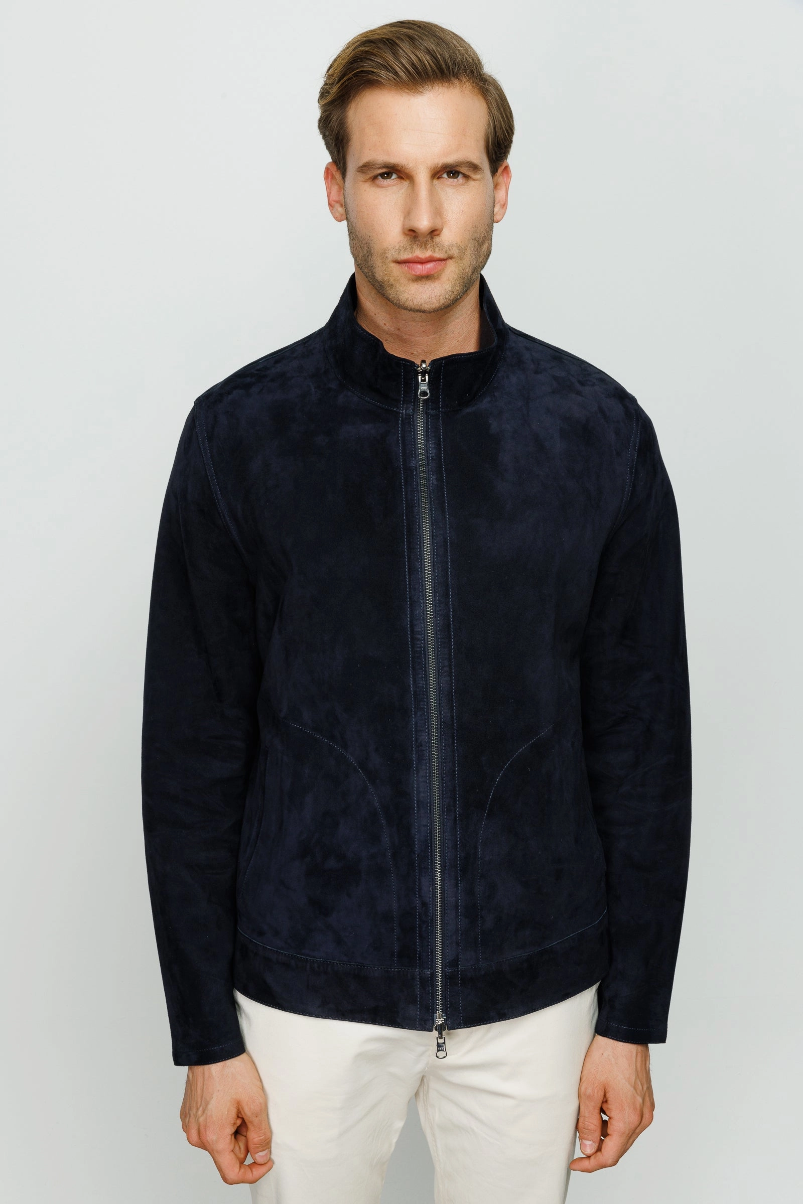Avenue Jackets The Alba Navy Leather Men  Jacket