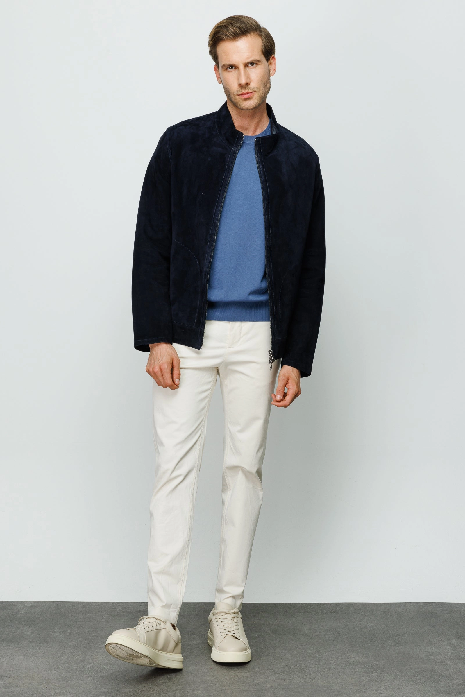 The Alba Navy Leather Men  Jacket Weston Jackets