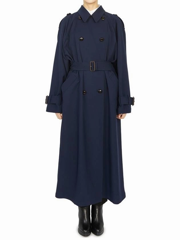 Alaska Coats Gucci Double Breasted Wool Trench Coat Blue