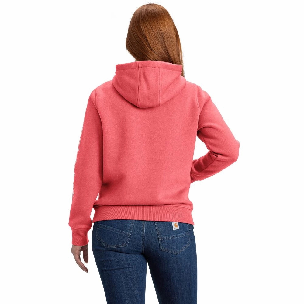 New York Sweatshirts 'Carhartt' Women's Clarksburg Sleeve Logo Hoodie - Pink Salmon Heather