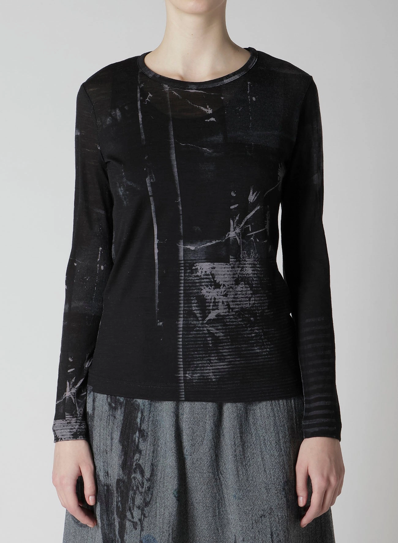 Jackets Ebay BLURRY FLOWER PRINTTED ROUND NECK LONG SLEEVE T